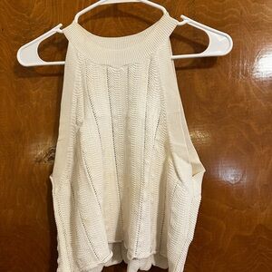 Elegant Cream Sleeveless Knit Top